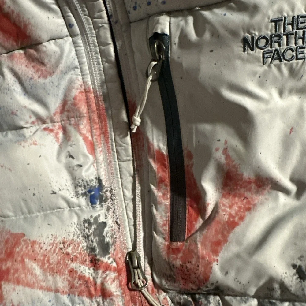 North Face Puffer Jacket Special Unique Painted Splatter Design Size Medium NF
